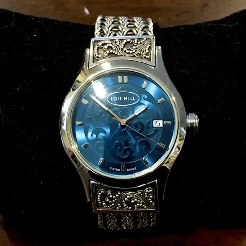 LOIS HILL Watch Rare Sterling Silver Blue Face - Picture 7 of 8